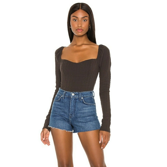 Free People | Sweetheart Neck Cable-Knit Pattern Back Tie Long Sleeve Top - Picture 12 of 13